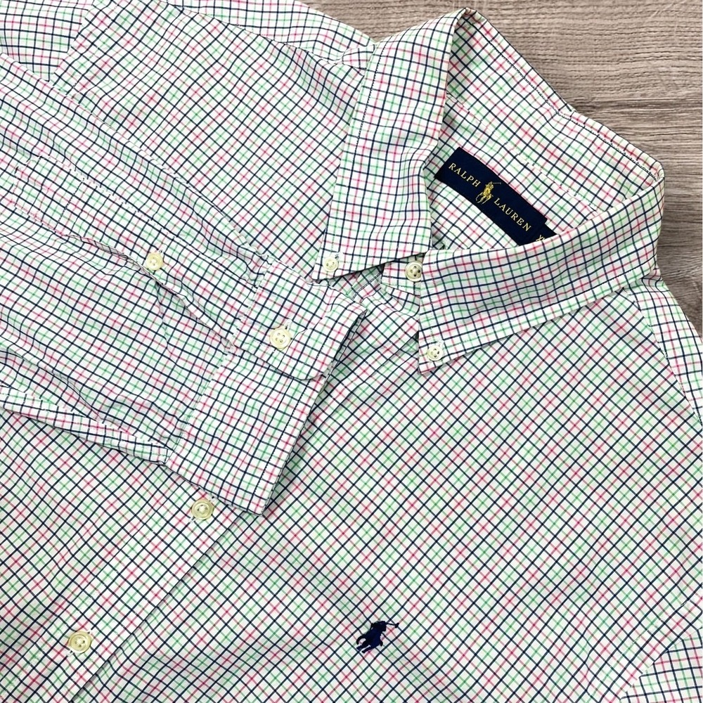 Ralph Lauren Button Down Shirt Mens XL Colorful Check Classic Long Sleeve Pony